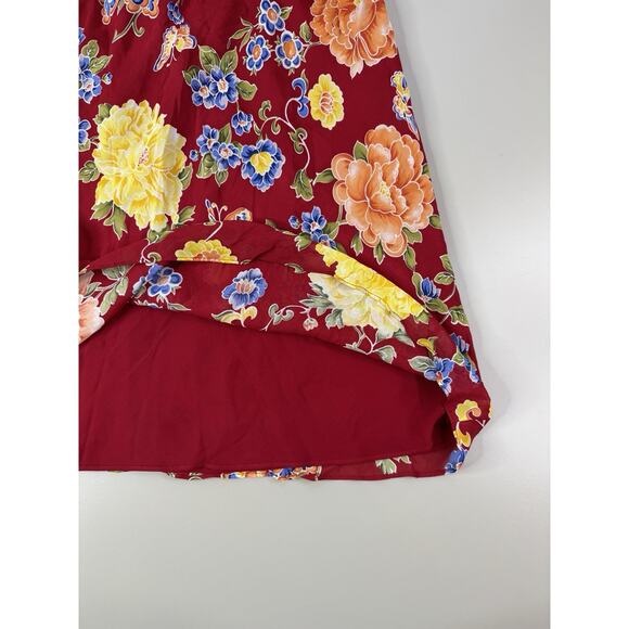 VTG Womens Floral Stretch Skirt 14 XL Red 90s Y2K Feminine Cottage Fairy Grunge - Picture 6 of 9